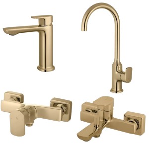 ست 4 تکه شیرآلات البرز روز مدل ویزارد طلایی