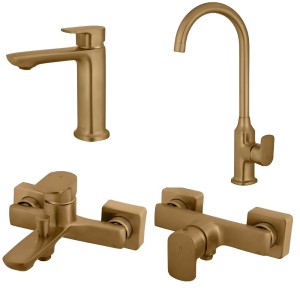 ست 4 تکه شیرآلات البرز روز مدل ویزارد طلایی مات