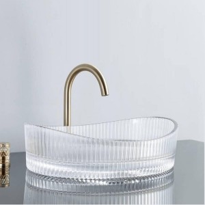 کاسه روشویی کریستالی وارداتی بیضی شیاردار