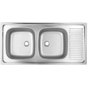 سینک پرسی دو لگن استیل البرز مدل ساحل 0.5*50*100 روکار