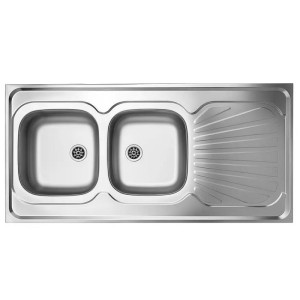 سینک پرسی دو لگن استیل البرز مدل ساحل 0.5*60*120 روکار