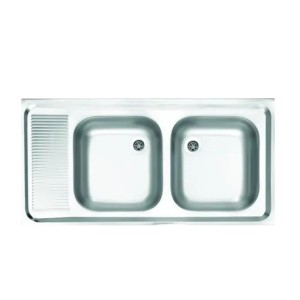 سینک پرسی دو لگن استیل البرز مدل ساحل 0.5*60*100 روکار