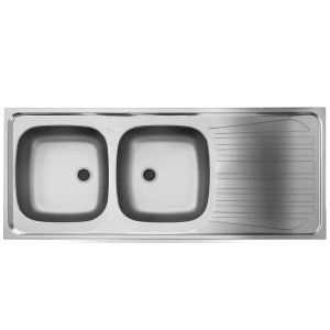 سینک پرسی دو لگن استیل البرز مدل ساحل 0.4*50*120 روکار