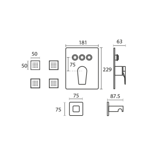شیر حمام توکار KWC ورونا تیپ 5 - بادی جت