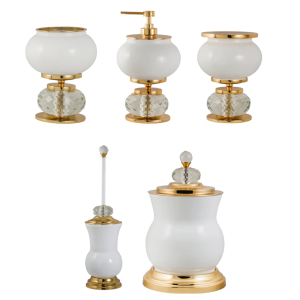 ست اکسسوری سرویس بهداشتی رومیزی 5تکه DORITA مدل CURVE CRYSTAL