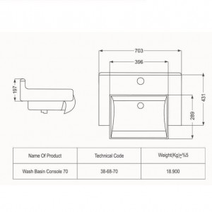 روشویی رو کابینتی مروارید مدل رومینا 70