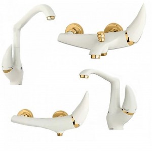 ست 4 تکه شیرآلات راسان مدل هیپو سفید طلا