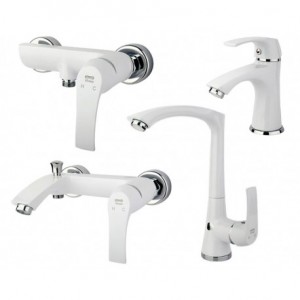 ست 4 تکه شیرآلات  لوتوس سفید