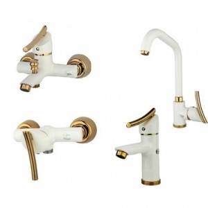 ست 4 تکه شیرآلات  کیانا سفید طلا