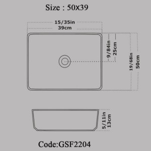 روشویی روکابینتی گاتریا مدل G.S.F مستطیل