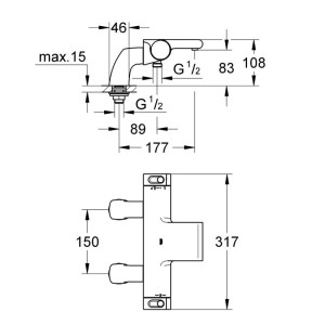 شیر دوش حمام ترموستاتیک گروهه GROHE مدل Grohtherm 2000 کد 34176001