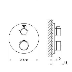 شیر دوش حمام توکار ترموستاتیک گروهه GROHE مدل Grohtherm Concealed کد 24076000
