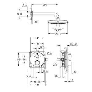 ست دوش حمام توکار ترموستاتیک گروهه GROHE مدل Grohtherm Concealed کد 34726000