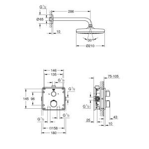 ست دوش حمام توکار ترموستاتیک گروهه GROHE مدل Grohtherm Concealed کد 34728000