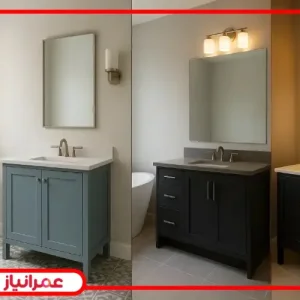 راهنمای انتخاب رنگ کابینت روشویی بر اساس متراژ و نور سرویس بهداشتی