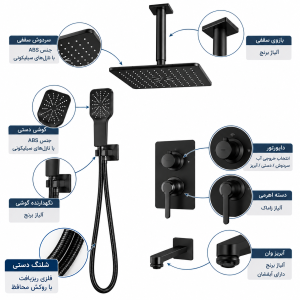 مشخصات شیر حمام توکار راسان مدل رزالین