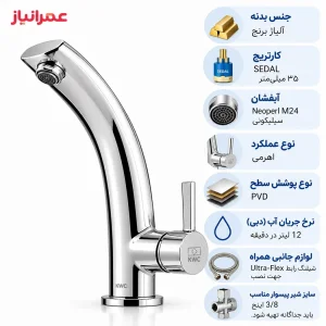 بنر مشخصات فنیشیر روشویی kwc مدل زئوس
