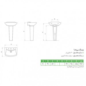 روشویی پایه دار کرد مدل ویولا