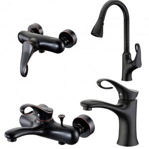 ست 4تیکه شیرالات کرومات مدل سیلویا DBR (مشکی طلایی)