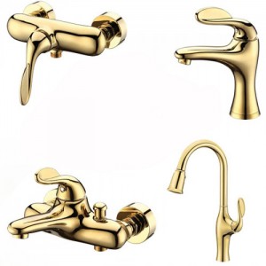 ست 4 تکه شیرآلات کرومات مدل پریما طلایی