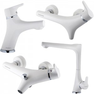 ست چهار تکه شیرآلات درخشان مدل نیچر سفید