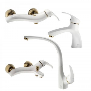 ست چهار تکه شیرآلات درخشان مدل بیوتی سفید