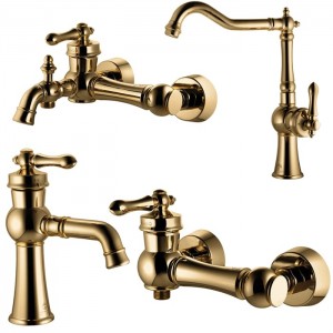 ست چهار تکه شیرآلات درخشان مدل آکوا طلایی