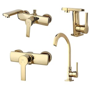 ست چهار تیکه شیرآلات راسان مدل دنیس طلا