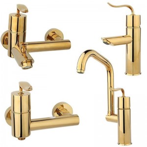 ست 4 تکه شیرآلات راسان مدل پالادیوم طلایی
