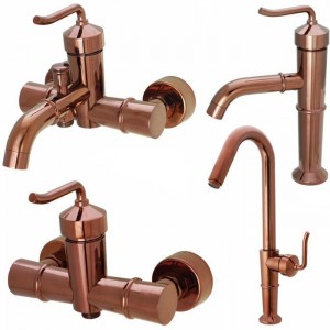 ست 4 تکه شیرآلات کرومات مدل فلاور رزگلد