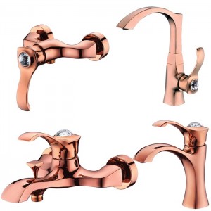 ست 4 تکه شیرآلات کرومات مدل دیاموند رزگلد