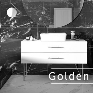 سرامیک پرسلان راک مدل GoldenMarble مشکی رگه دار