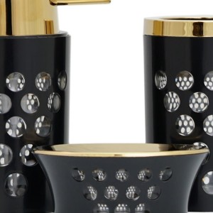 ست سرویس بهداشتی 3 پارچه بتیس مدل شاین مشکی طلا