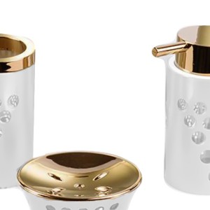 ست سرویس بهداشتی 3 پارچه بتیس مدل شاین سفیدطلا