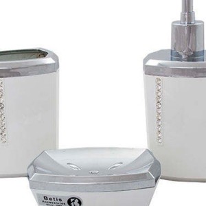 ست سرویس بهداشتی 3 پارچه بتیس مدل نگین سفید کروم