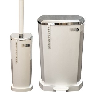 ست سطل و برس بتیس مدل نگین سفید کروم