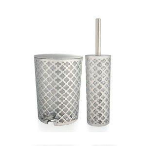 ست سطل و برس مروارید مدل ویولت گلدار کروم