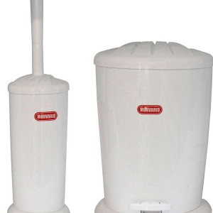 ست سطل پدالی و برس مروارید مدل آویسا سفید