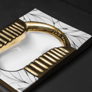 سنگ توالت ایرانی کوتینگ شده سفید طلایی طرحدار