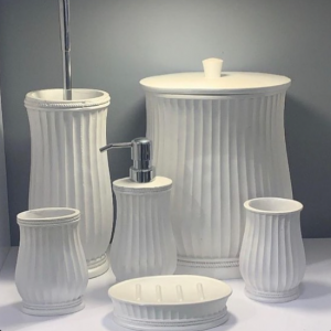 ست  اکسسوری 5 پارچه سرویس بهداشتی لاکچری سفید کلاسیک