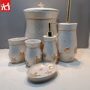 ست اکسسوری 5 پارچه سرویس بهداشتی ستاره سفید و طلایی آذین