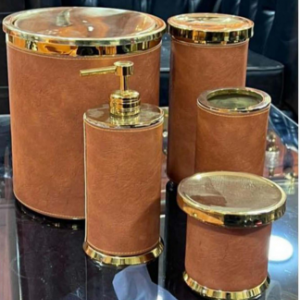 ست 5 پارچه اکسسوری سرویس بهداشتی چرمی بادبزنی فیدار