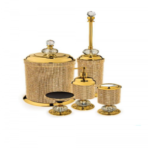 ست 5 پارچه اکسسوری سرویس بهداشتی طلایی نگین دار فیدار