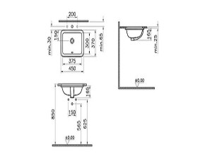 کاسه روشویی مستطیل ویترا  Vitra مدل S20