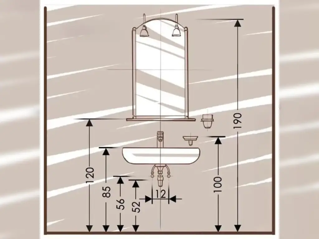 فاصله استاندارد آینه از روشویی