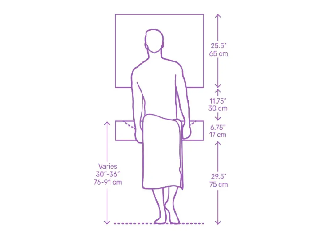 فاصله استاندارد روشویی از آینه
