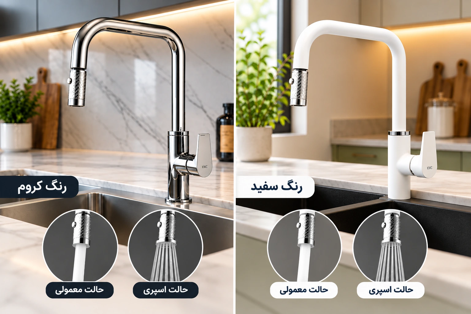 بنر شیر ظرفشویی شاوری KWC مدل ورونا