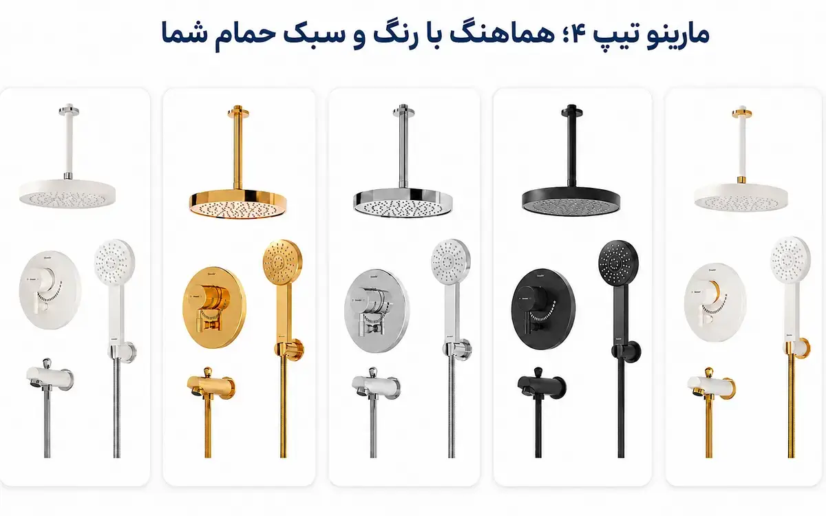 رنگبندی شیر دوش توکار شودر مدل مارینو مشکی تیپ 4