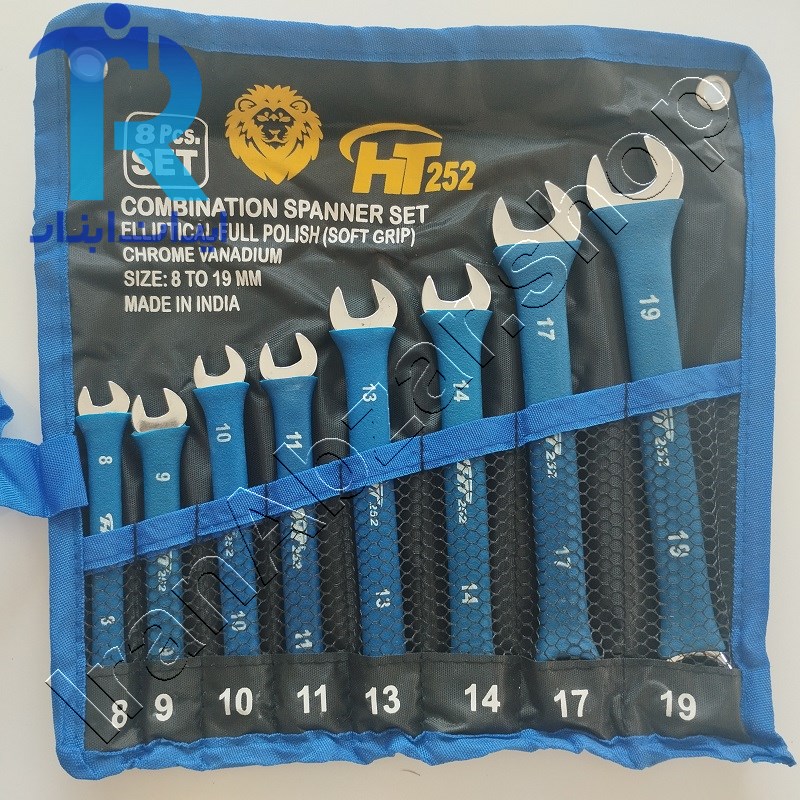 آچار 8 عددی یک سر تخت یک سر رینگی روکش دار HT