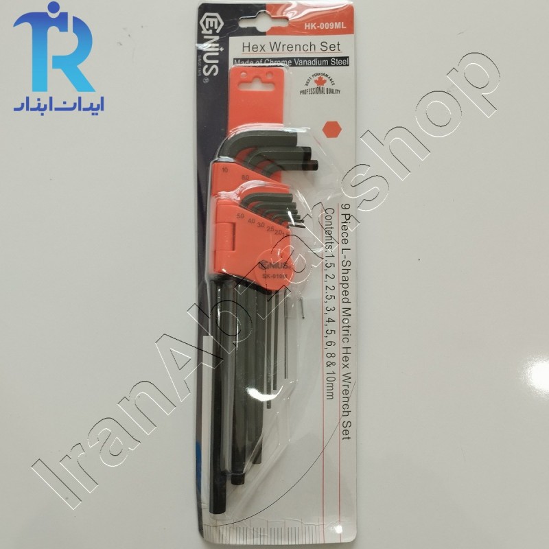 آچار آلن بلند 9 عددی جنیوس تایوان GENIUS HK-009ML